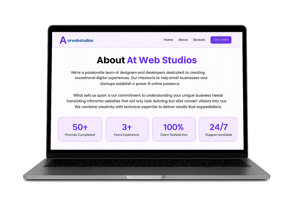 Website displayed on a laptop